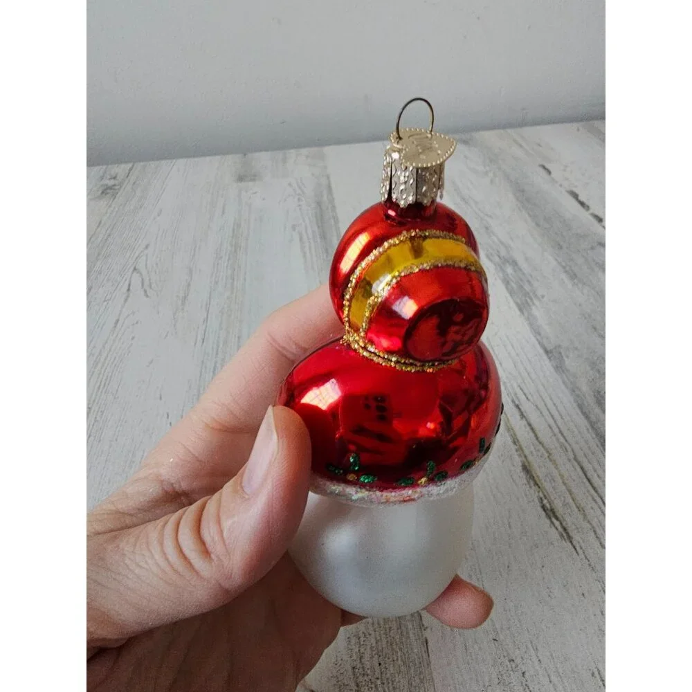 Old world OWC Mrs Claus‎ snowman glass present ornament Xmas tree